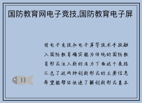 国防教育网电子竞技,国防教育电子屏